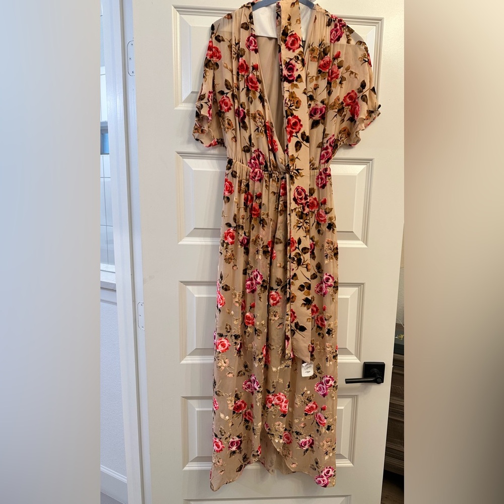 Floral Maxi Dress with Red Roses